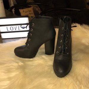 Black Lace Up Ankle Booties!